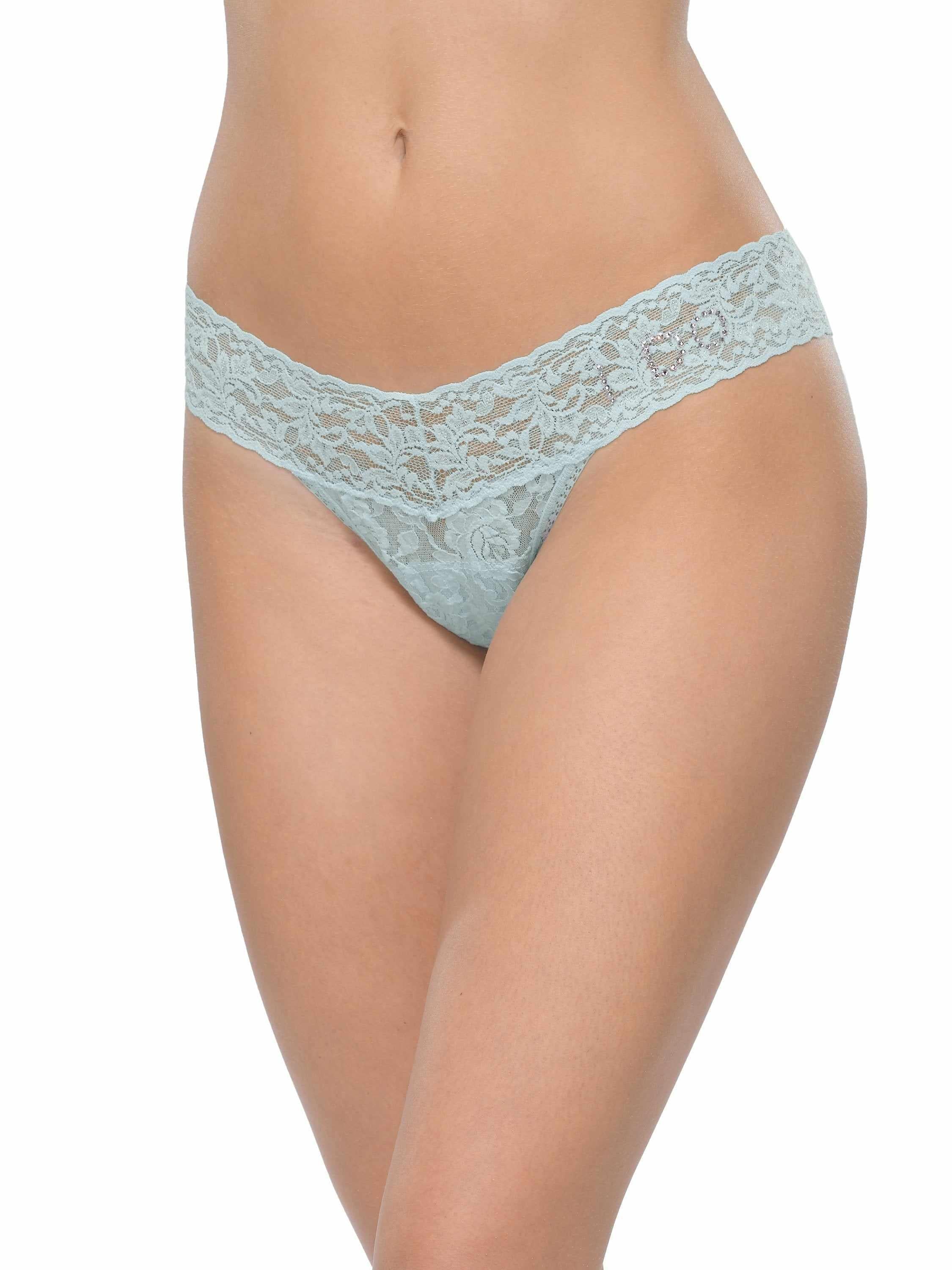 I Do Crystal Signature Lace® Low Rise Thong Celeste Blue - Image 3