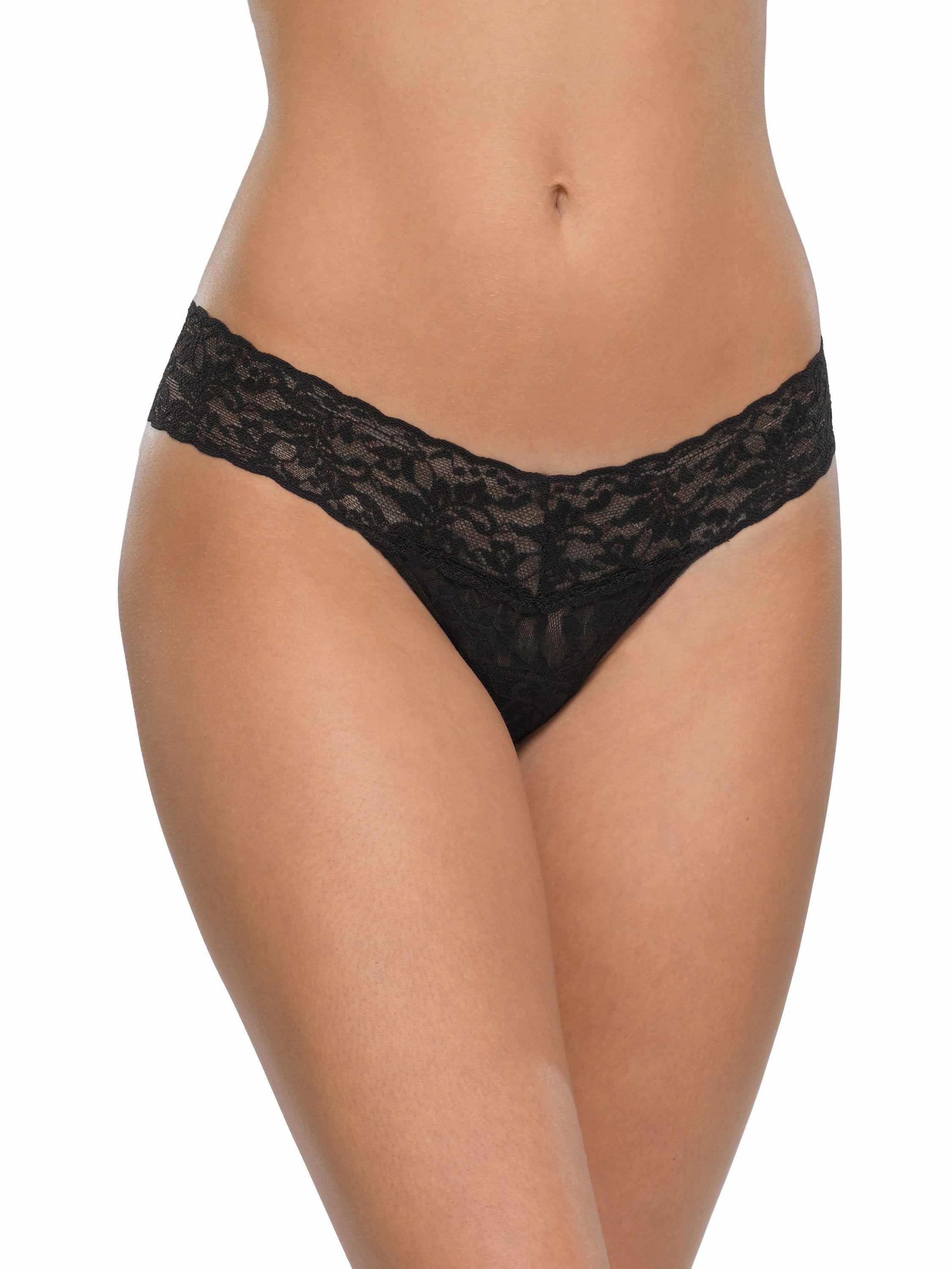 Petite Size Signature Lace® Low Rise Thong Black - Image 3