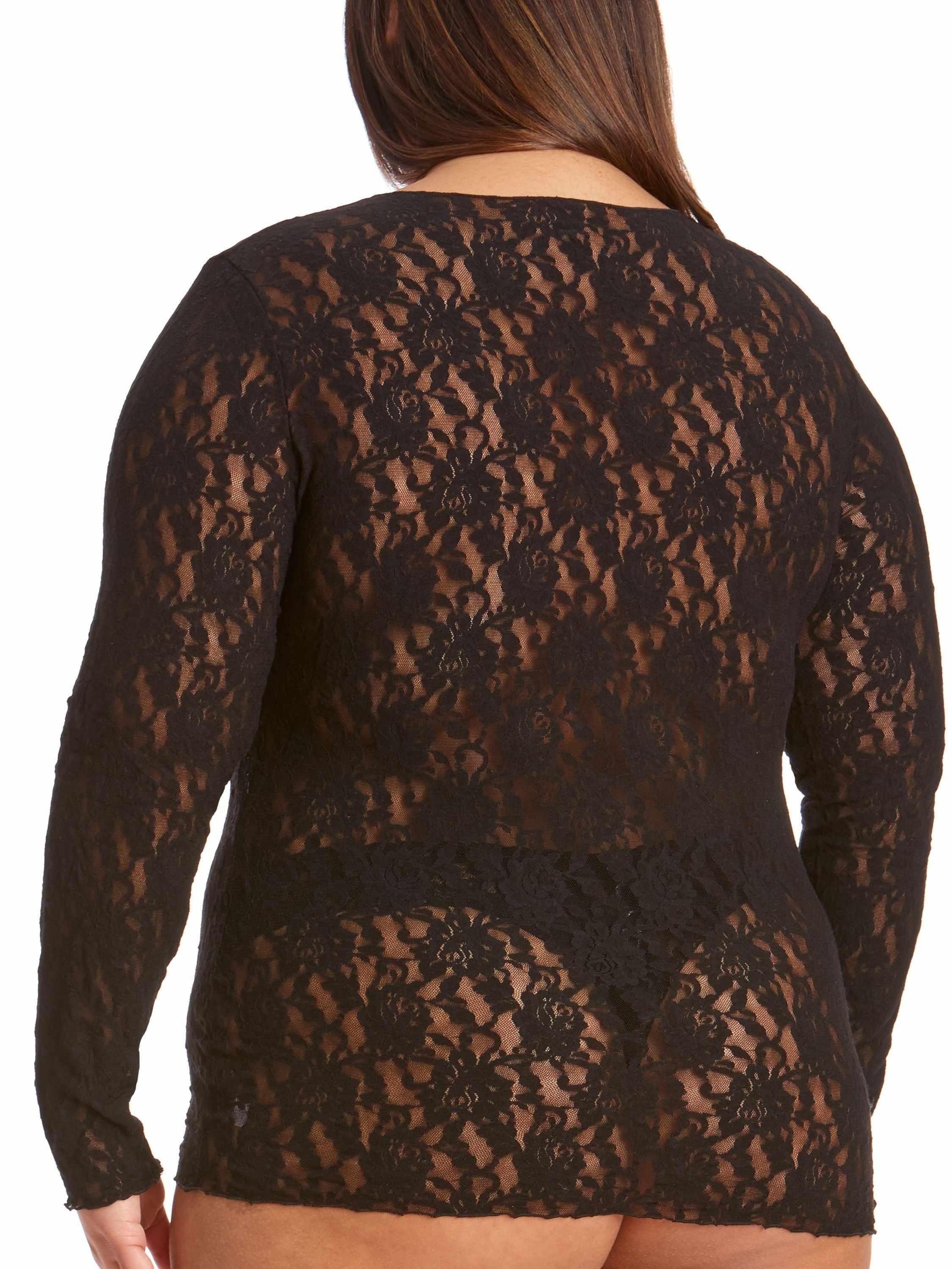 Plus Size Signature Lace® Long Sleeve Top Black - Image 3