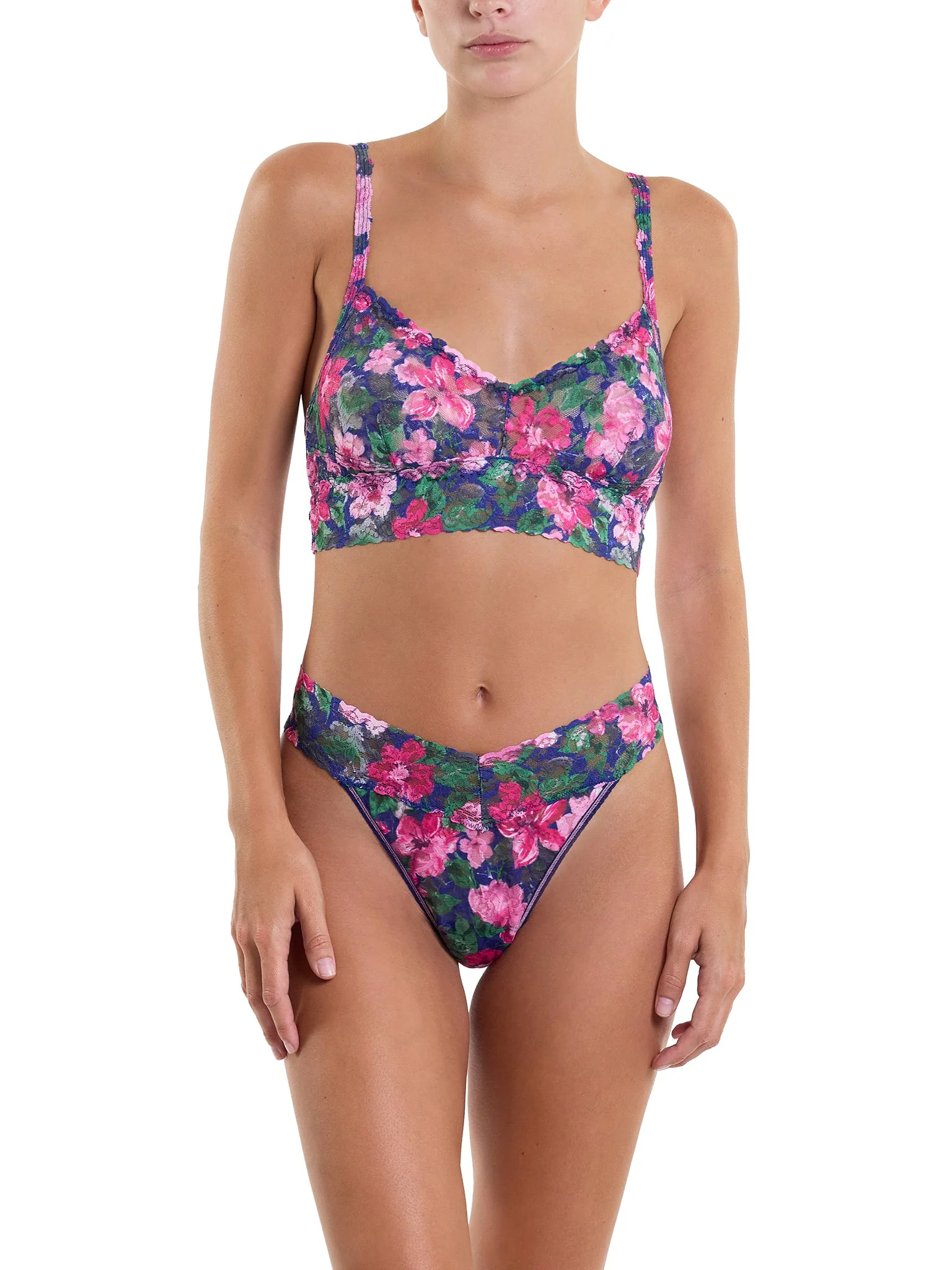 Printed V-Neck Retro Lace Bralette Tis' The Season Sale - Image 3