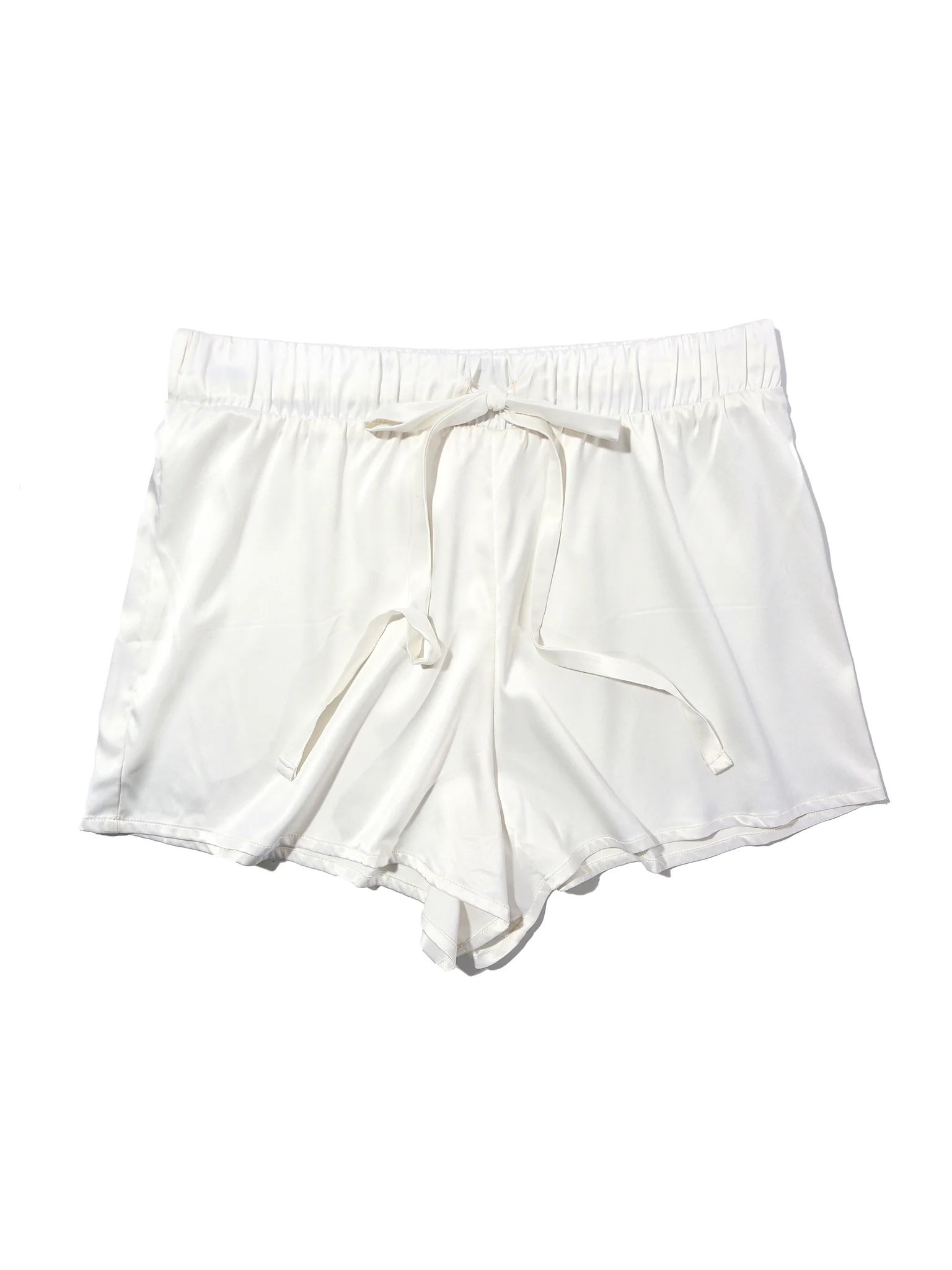 Satin Sleep Drawstring Short Light Ivory Sale - Image 4