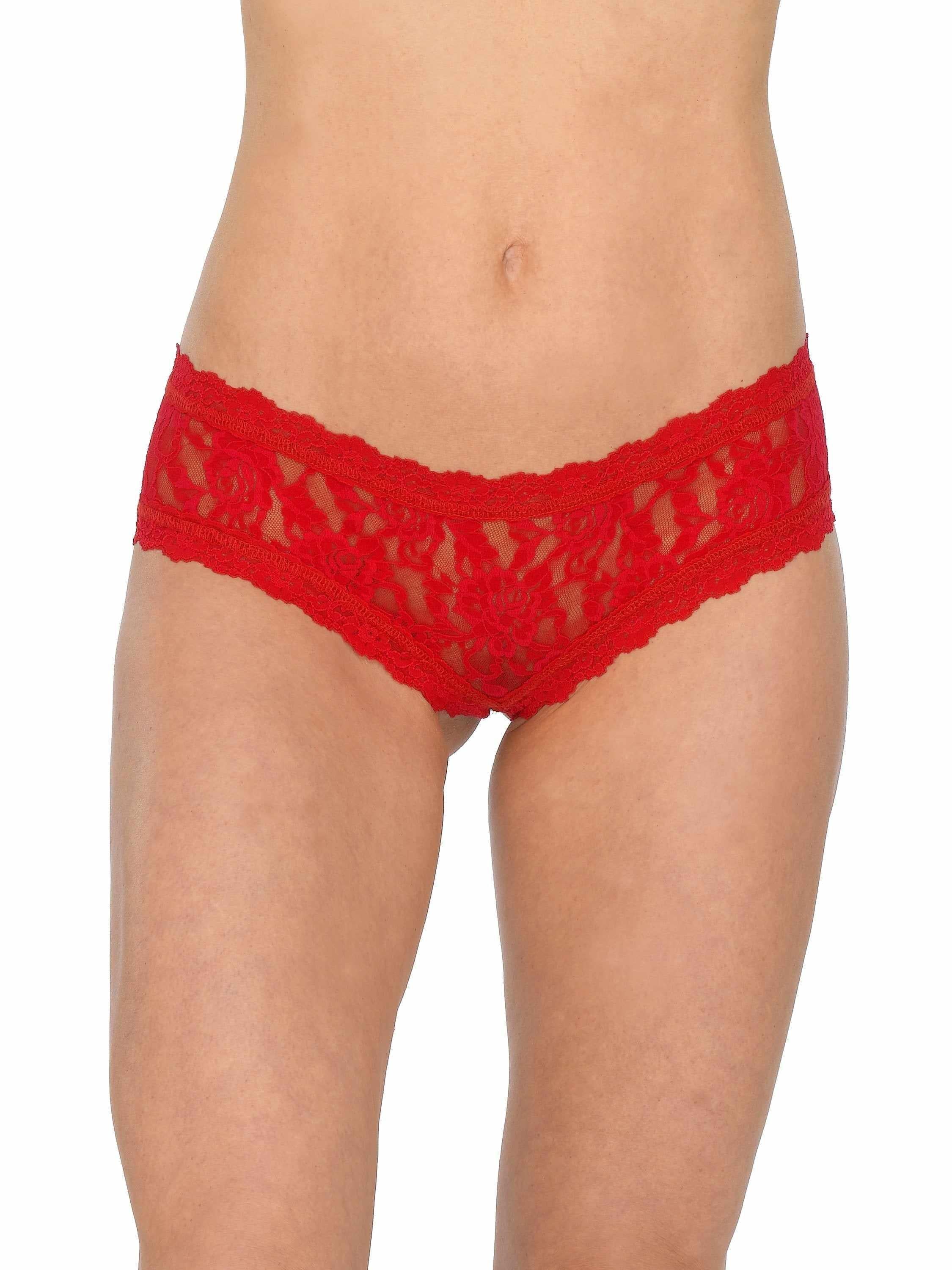 &oh™ Signature Lace® Crotchless Cheeky Hipster Red - Image 3