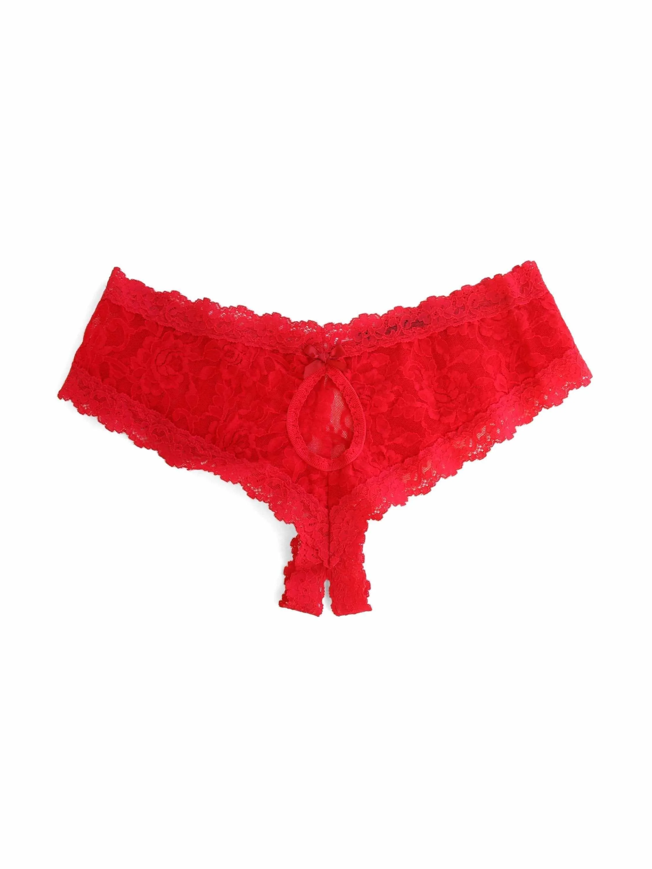 &oh™ Signature Lace® Crotchless Cheeky Hipster Red - Image 5