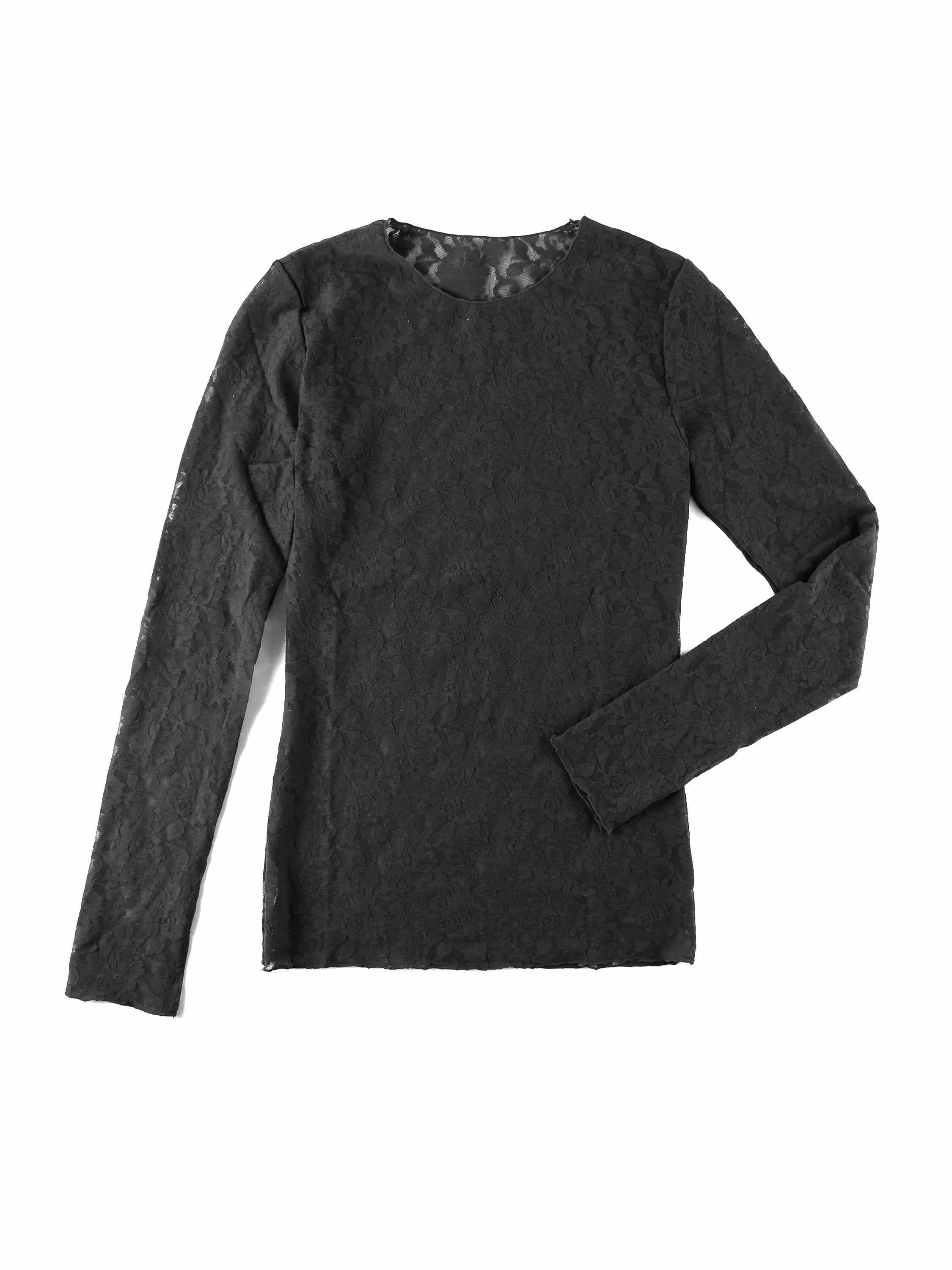 Signature Lace® Long Sleeve Top Black - Image 3
