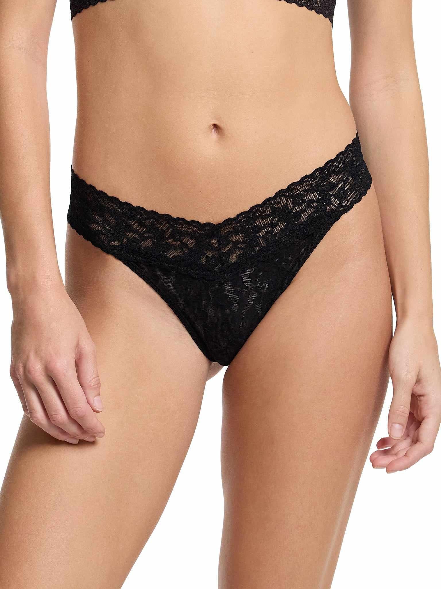 Signature Lace® Original Rise Thong Black - Image 4