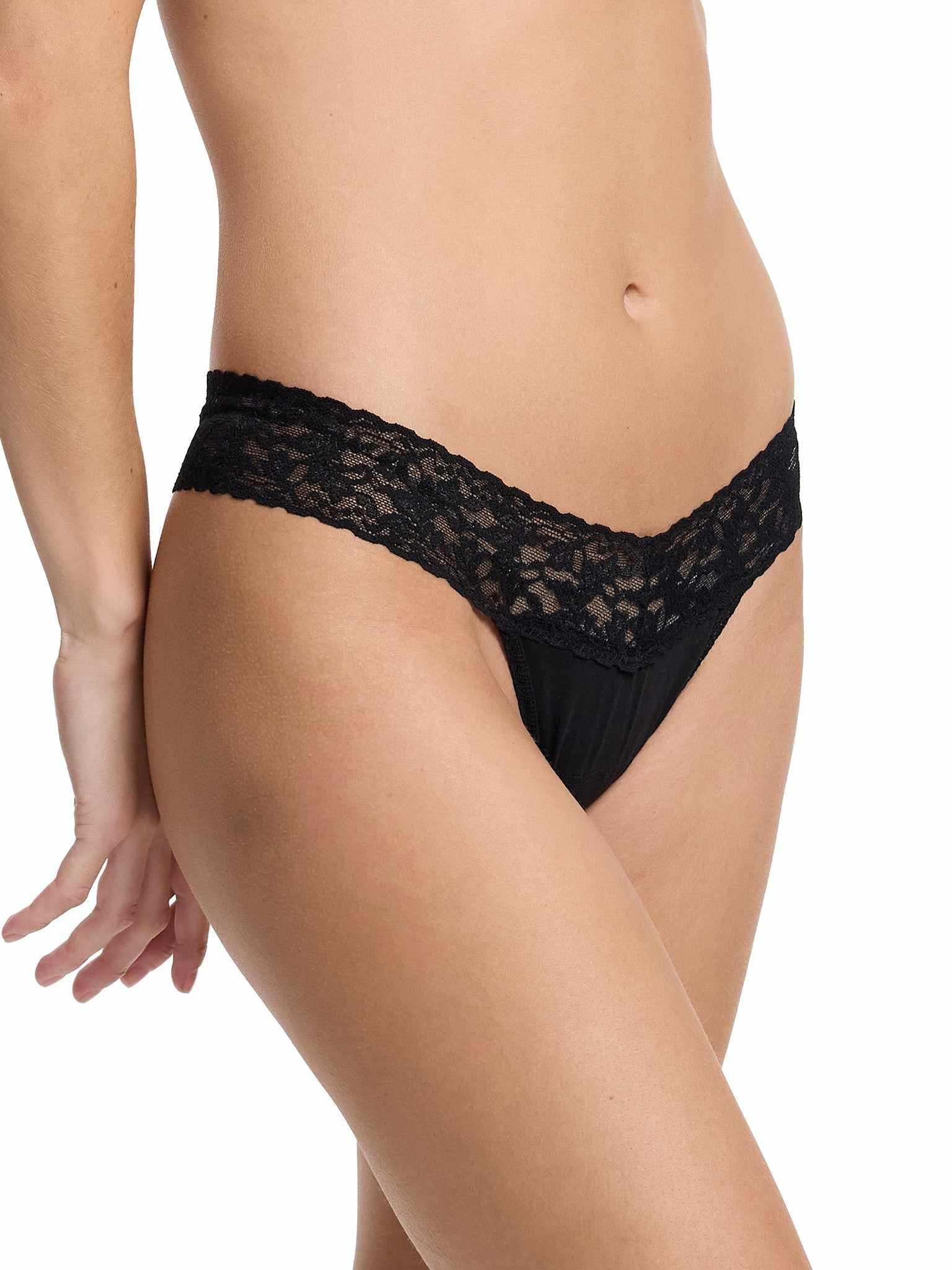 Supima® Cotton Low Rise Thong Black - Image 3