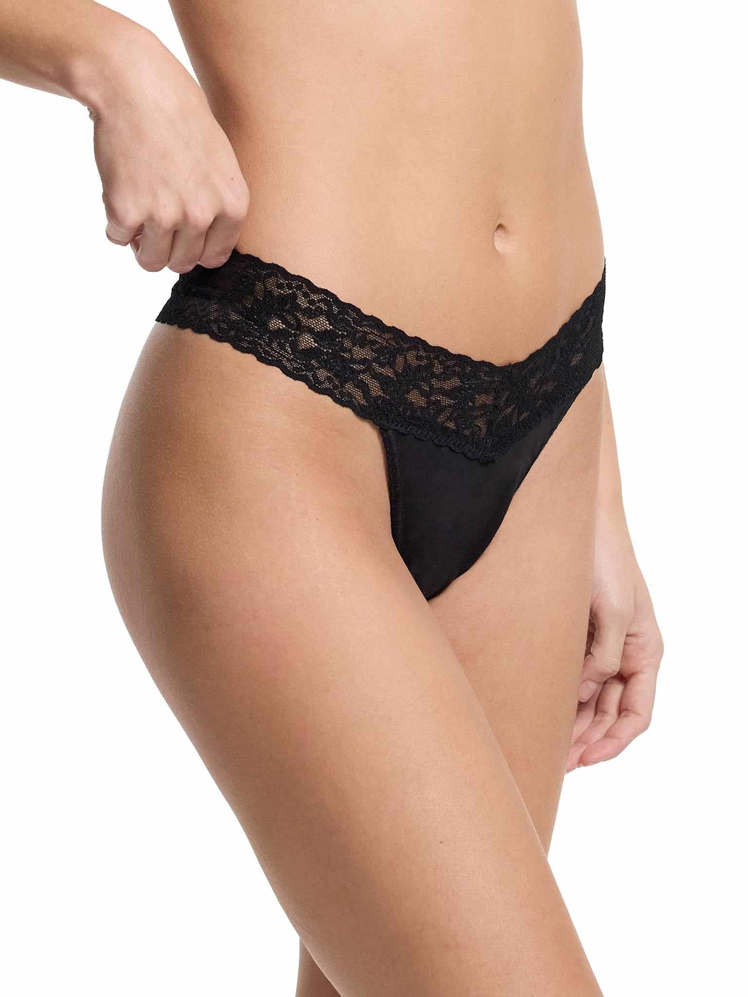 Supima® Cotton Original Rise Thong Black - Image 3