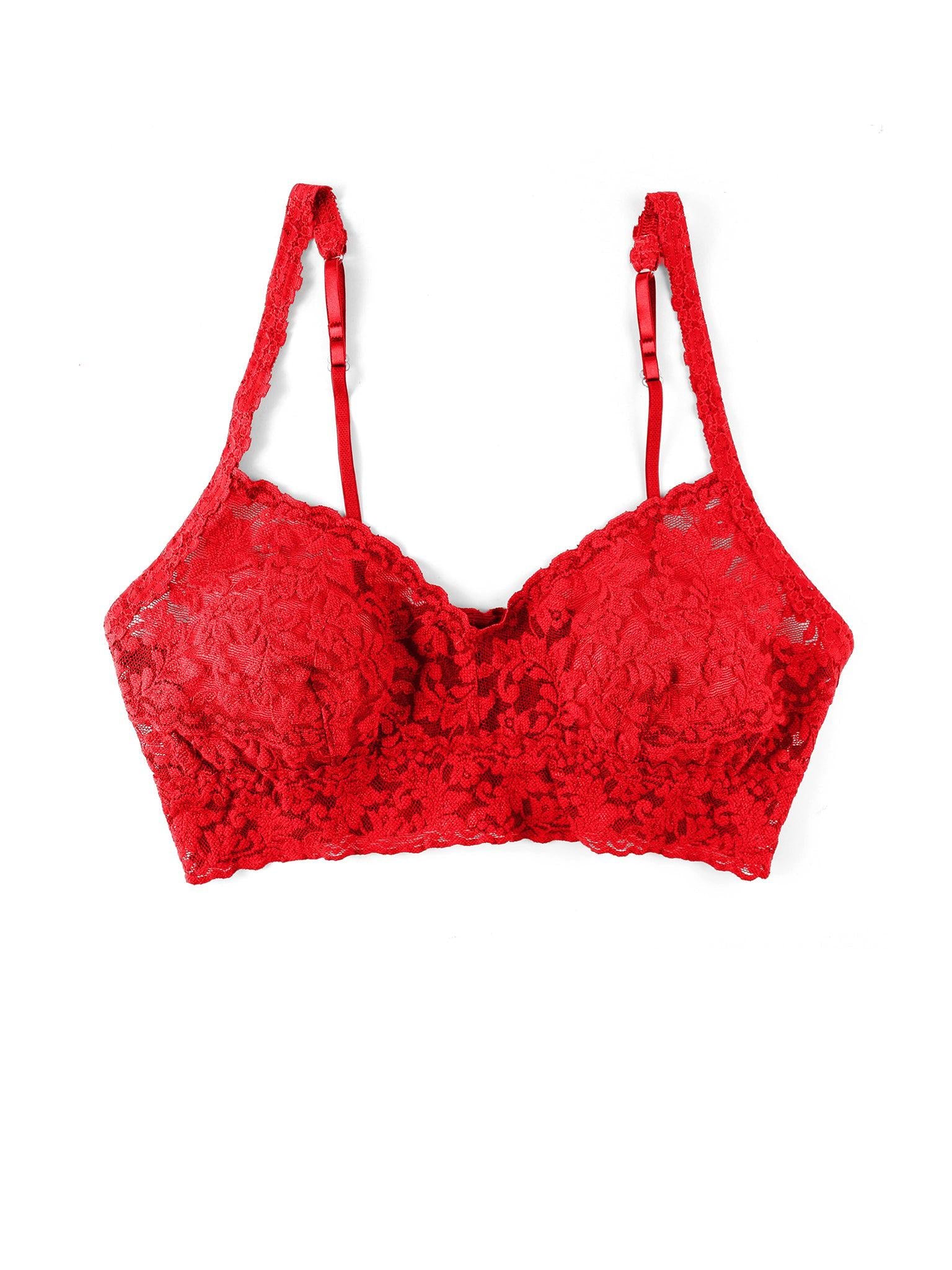 V-Neck Retro Lace Bralette Red Sale - Image 3