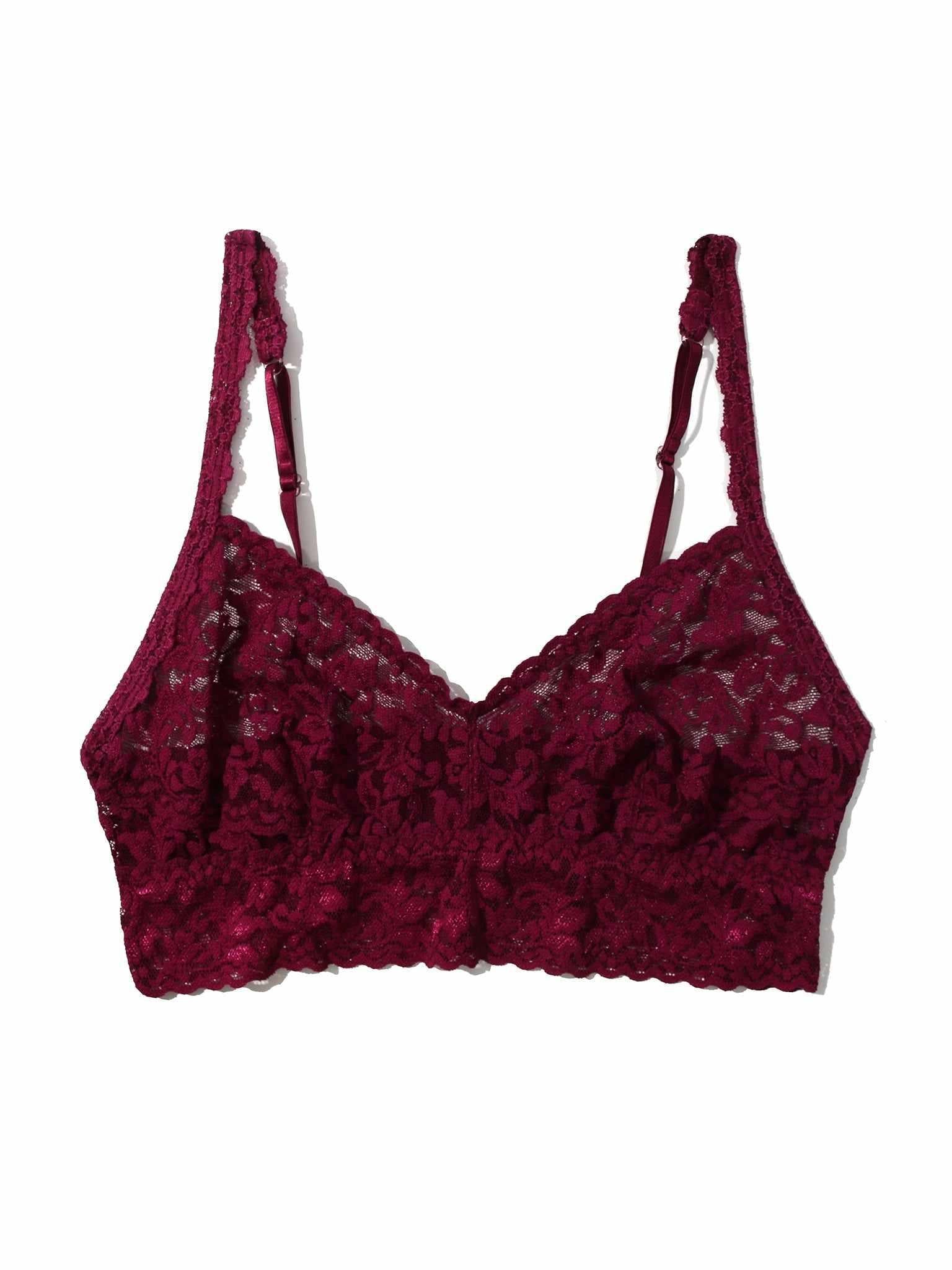 V-Neck Retro Lace Bralette Sugar Plum Red Sale - Image 4